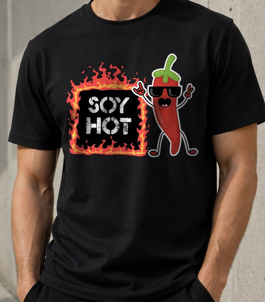 Camiseta Soy Hot – Regalo con Humor Picante (negra)