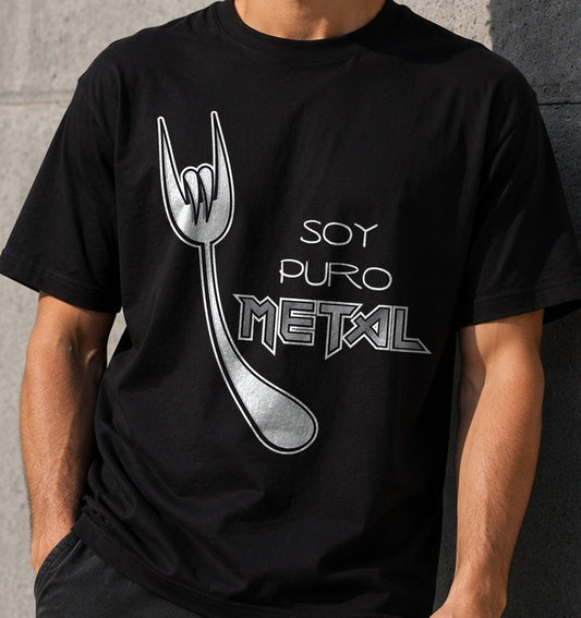 Camiseta Soy Puro Metal – Regalo para rockeros (negra)