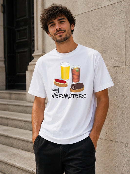 Camiseta Soy Vermutero – Regalo para amantes del vermut (blanca)