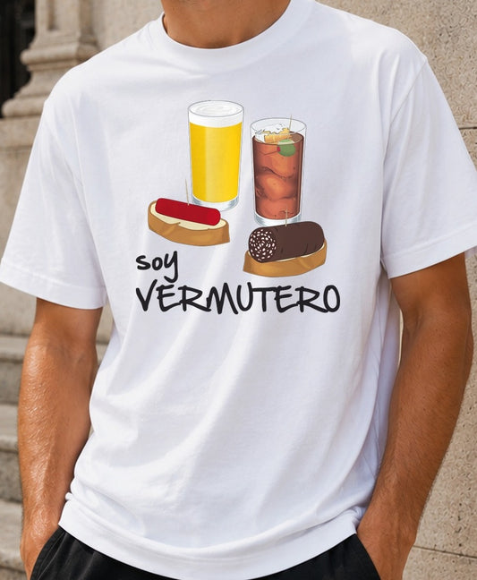 Camiseta Soy Vermutero – Regalo para amantes del vermut (blanca)