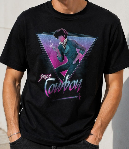 Camiseta Space Cowboy – Spike Spiegel de Cowboy Bebop (negra)