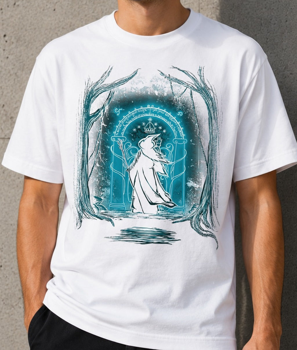 Camiseta Speak Friend and Enter – El Señor de los Anillos (blanca)
