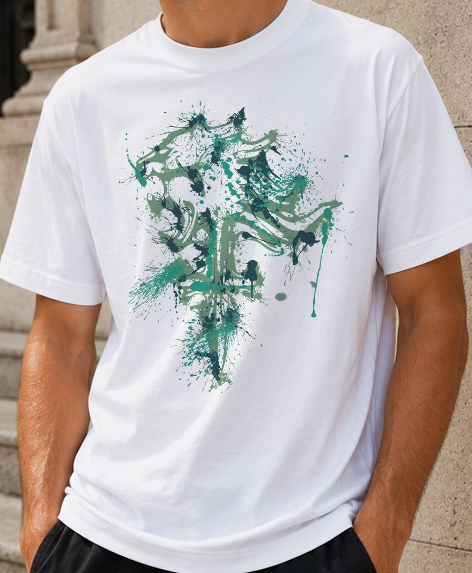 Camiseta Splatted Leonhart – Squall de Final Fantasy VIII (blanca)