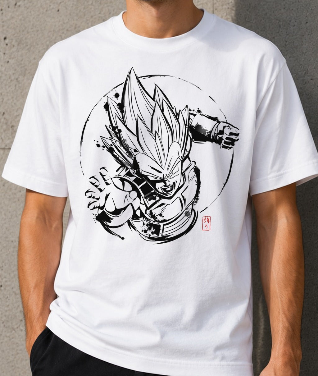 Camiseta SSJ Blue Prince – Vegeta de Dragon Ball (blanca)