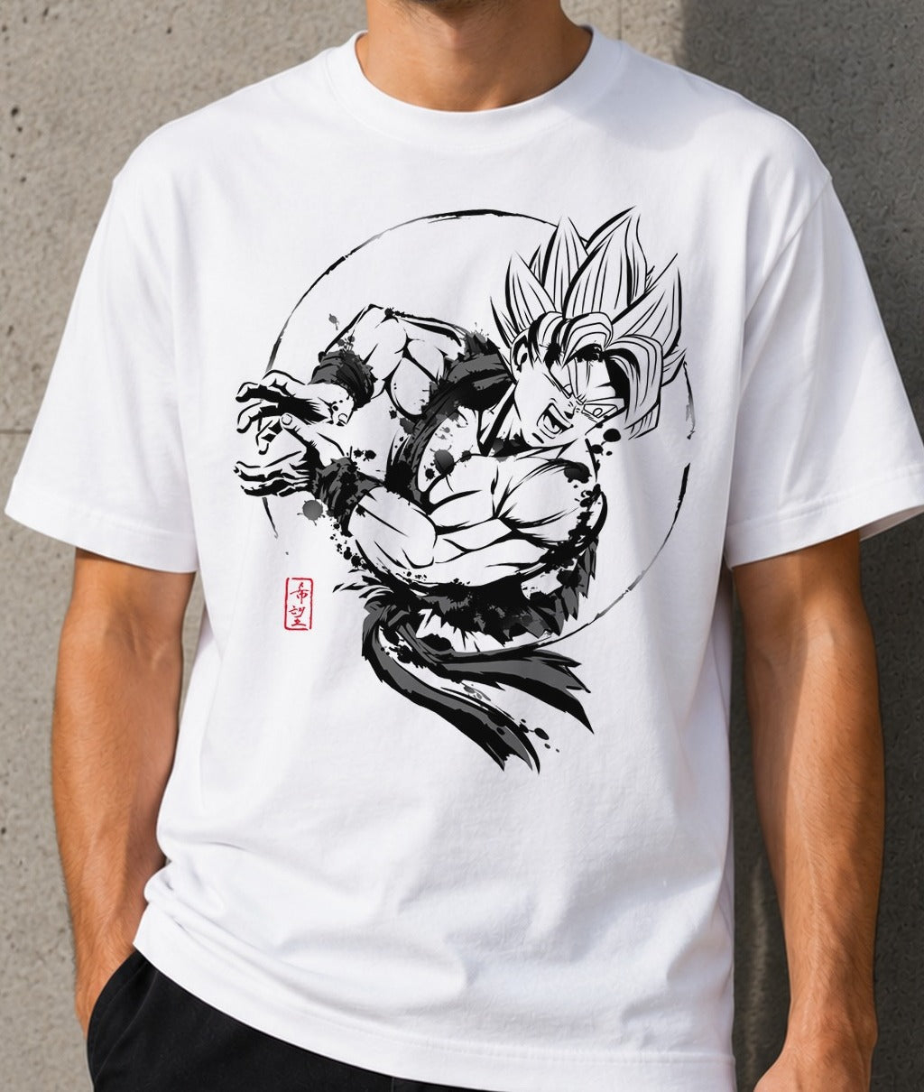 Camiseta SSJ Warrior – Goku Super Saiyan de Dragon Ball (blanca)