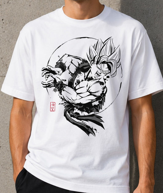 Camiseta SSJ Warrior – Goku Super Saiyan de Dragon Ball (blanca)