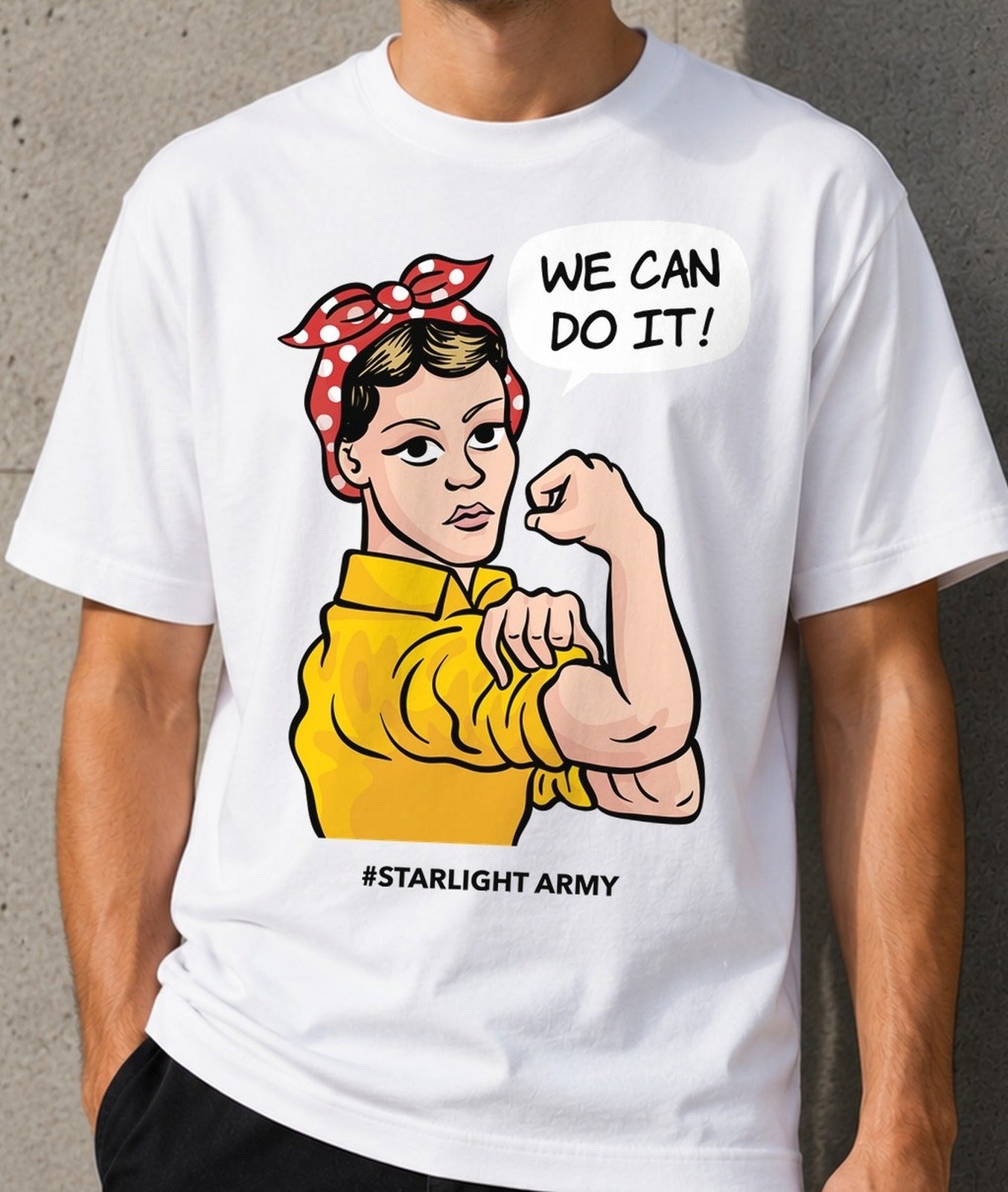 Camiseta Starlighters – We Can Do It (blanca)