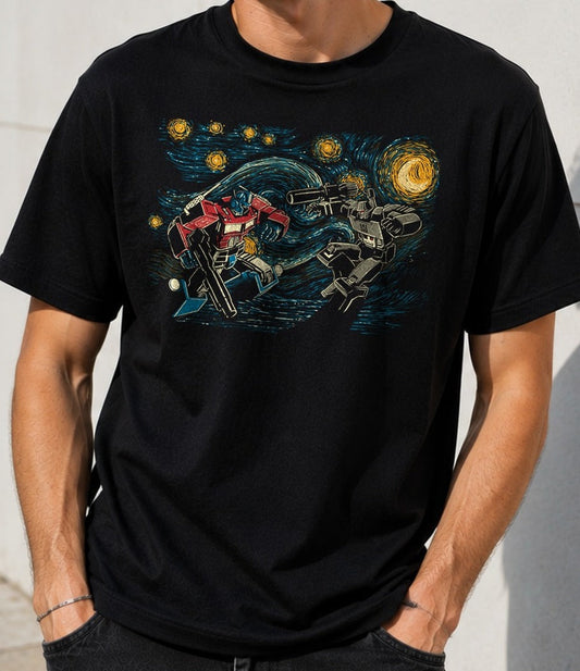Camiseta Starry Battle – Transformers (negra)