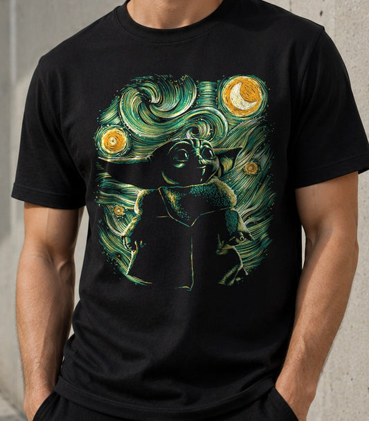 Camiseta Starry Child – Grogu de Star Wars (negra)