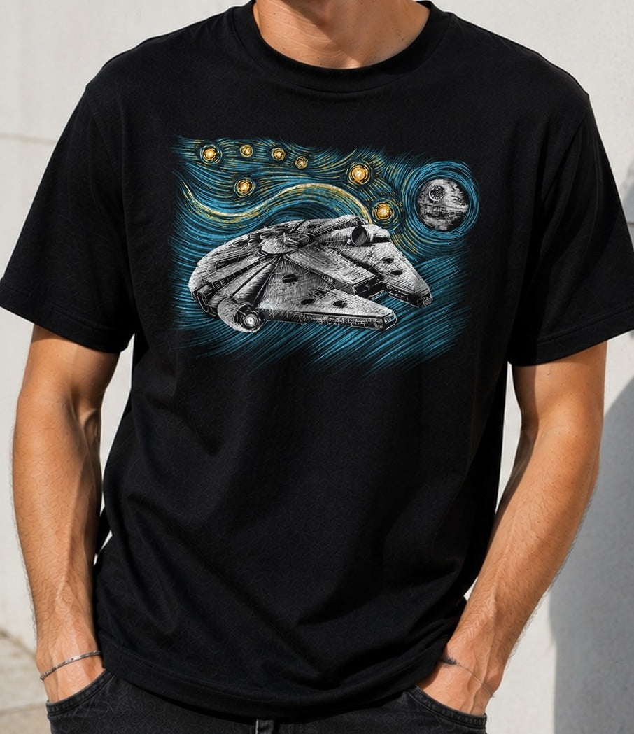 Camiseta Starry Falcon – Star Wars (negra)