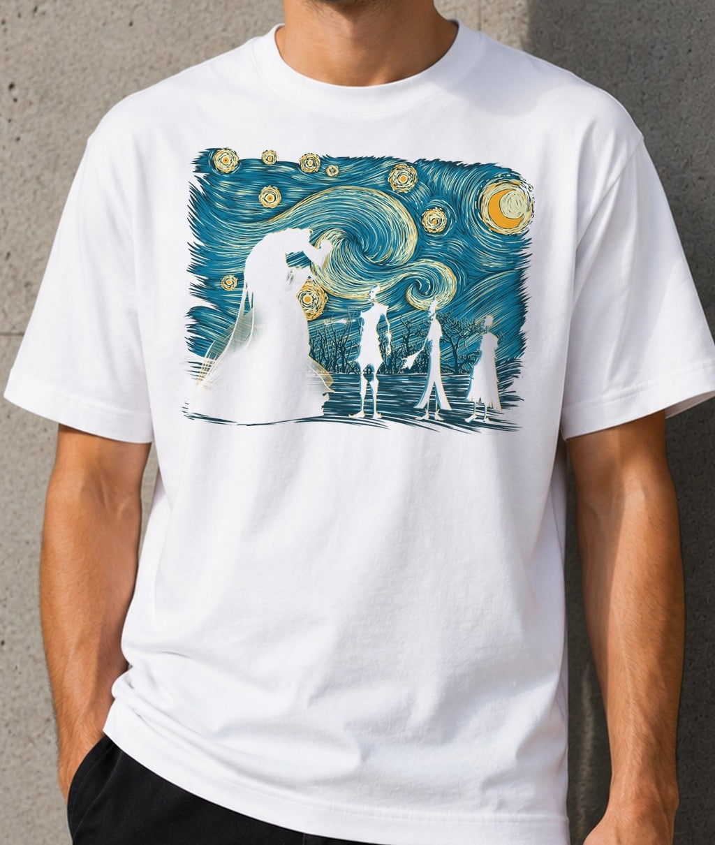 Camiseta Starry Hallows – Harry Potter (blanca)