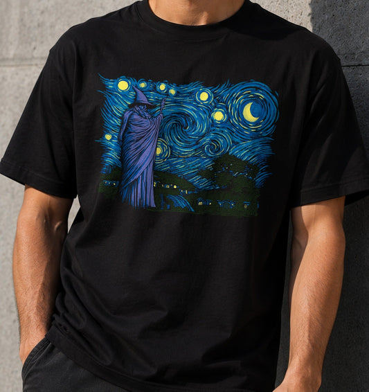 Camiseta Starry Hobbiton – El Señor de los Anillos (negra)