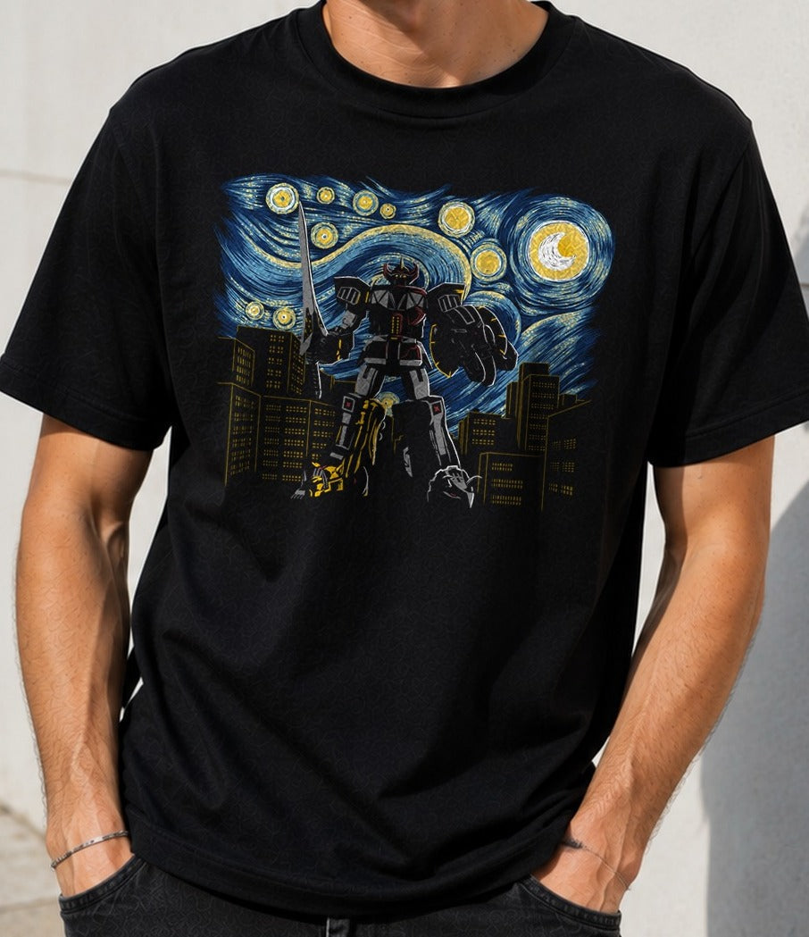 Camiseta Starry Megazord – Power Rangers (negra)