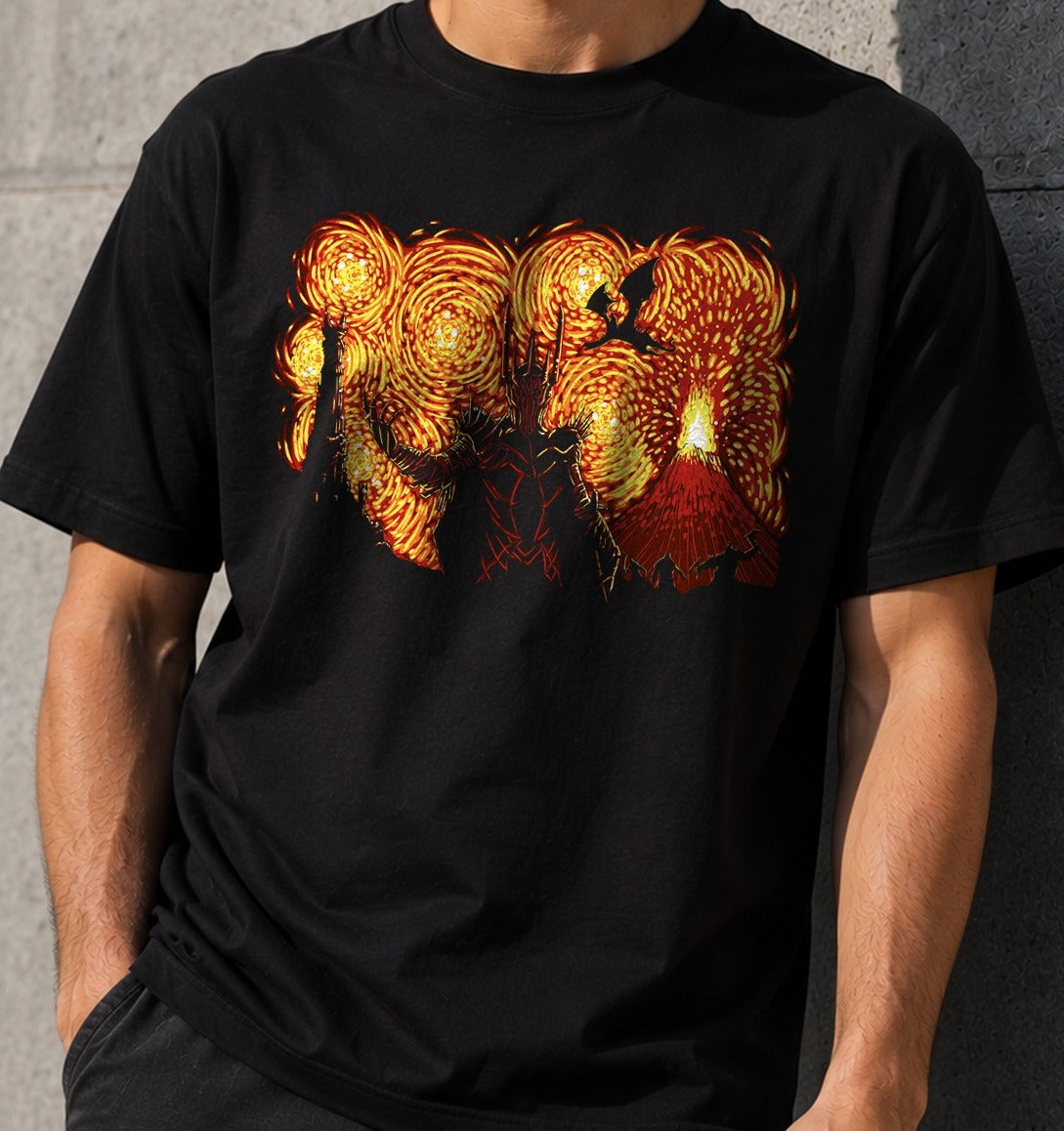 Camiseta Starry Middle Earth – El Señor de los Anillos (negra)