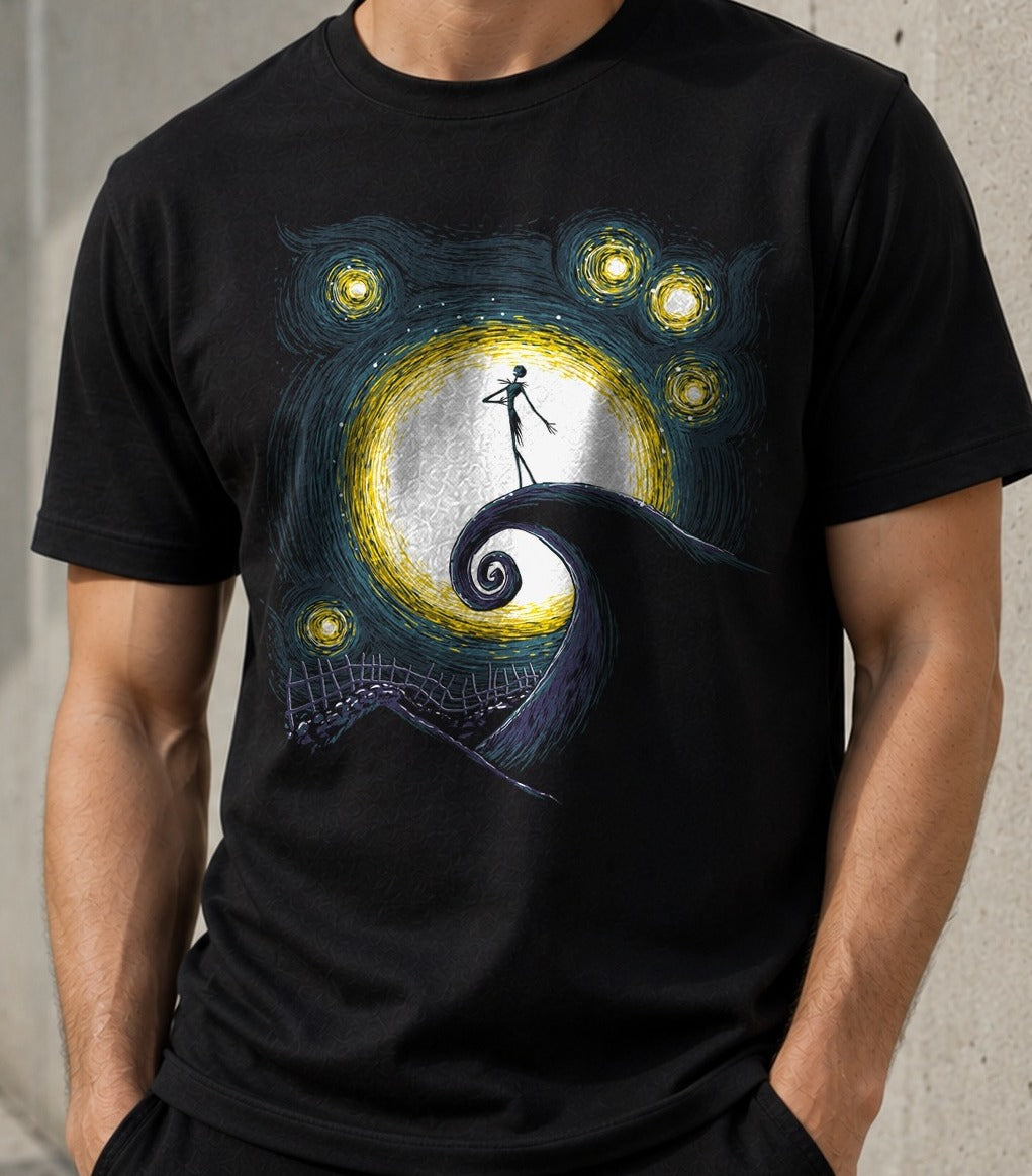 Camiseta Starry Nightmare – Pesadilla antes de Navidad (negra)