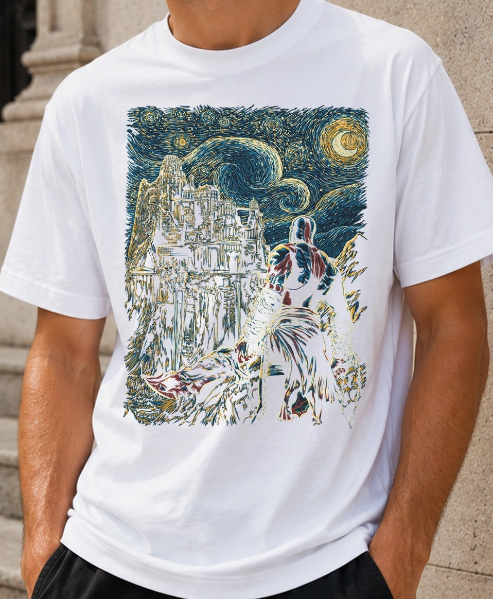 Camiseta Starry Olympus – Kratos de God of War (blanca)