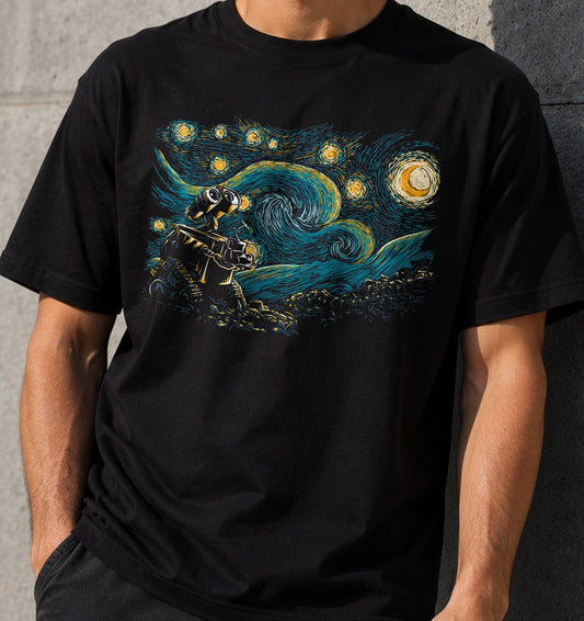 Camiseta Starry Robot – WALL-E estilo Van Gogh (negra)