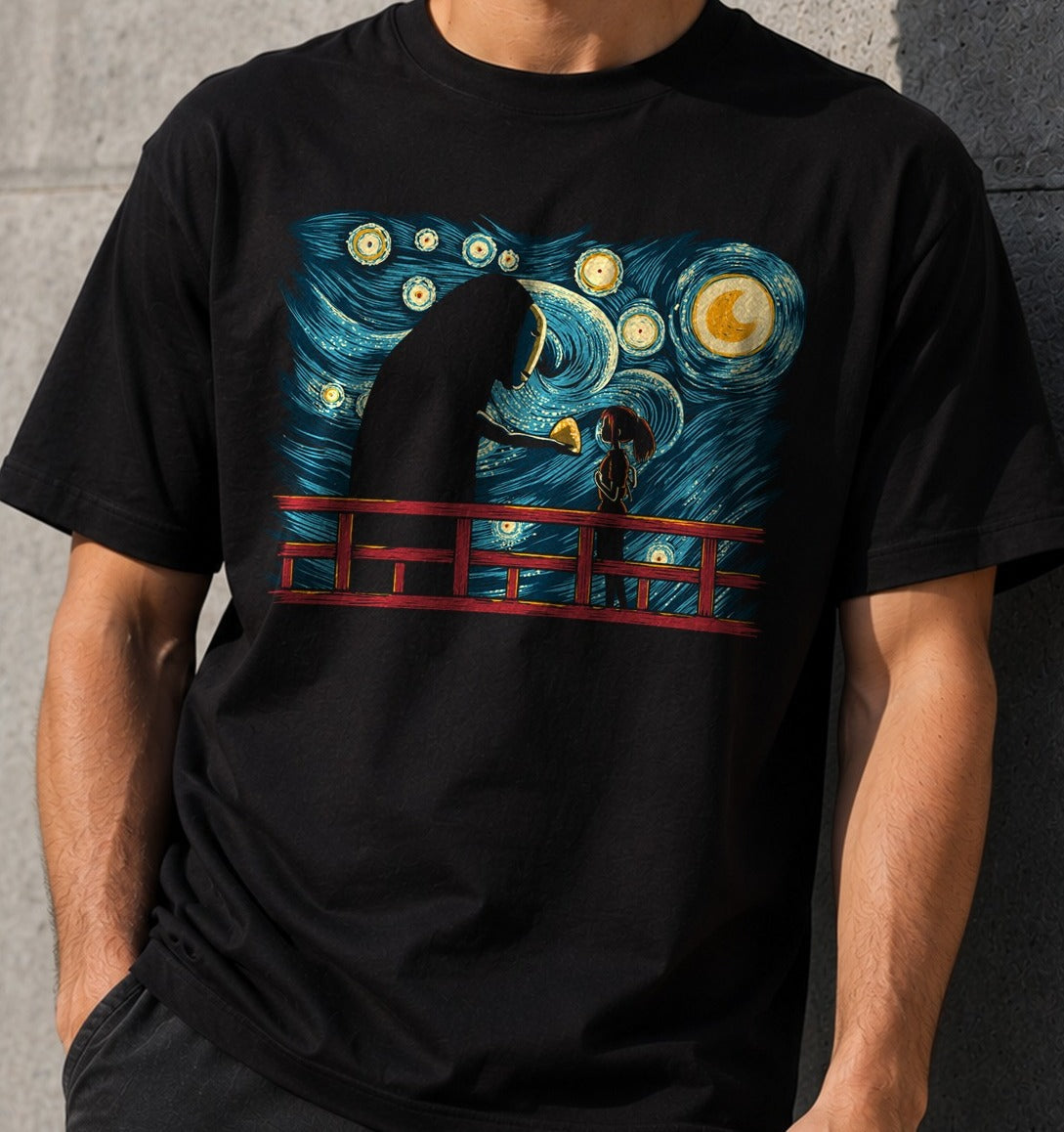 Camiseta Starry Spirits – El Viaje de Chihiro (negra)