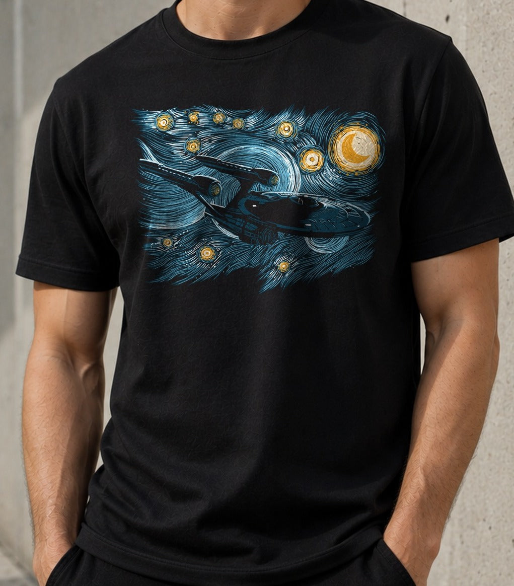 Camiseta Starry Trek – Enterprise de Star Trek (negra)