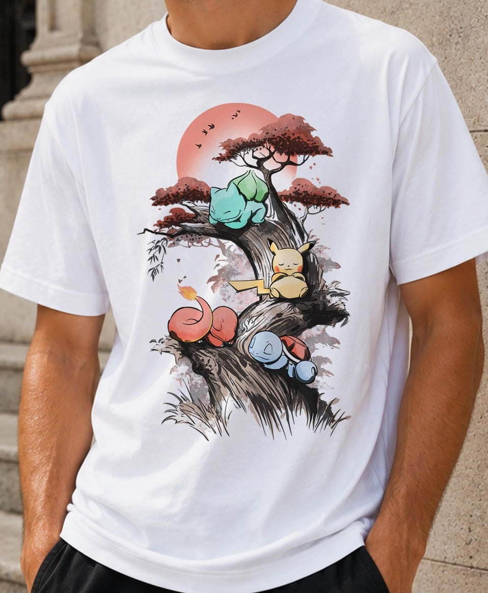 Camiseta Starters under the sun – Pokémon (blanca)