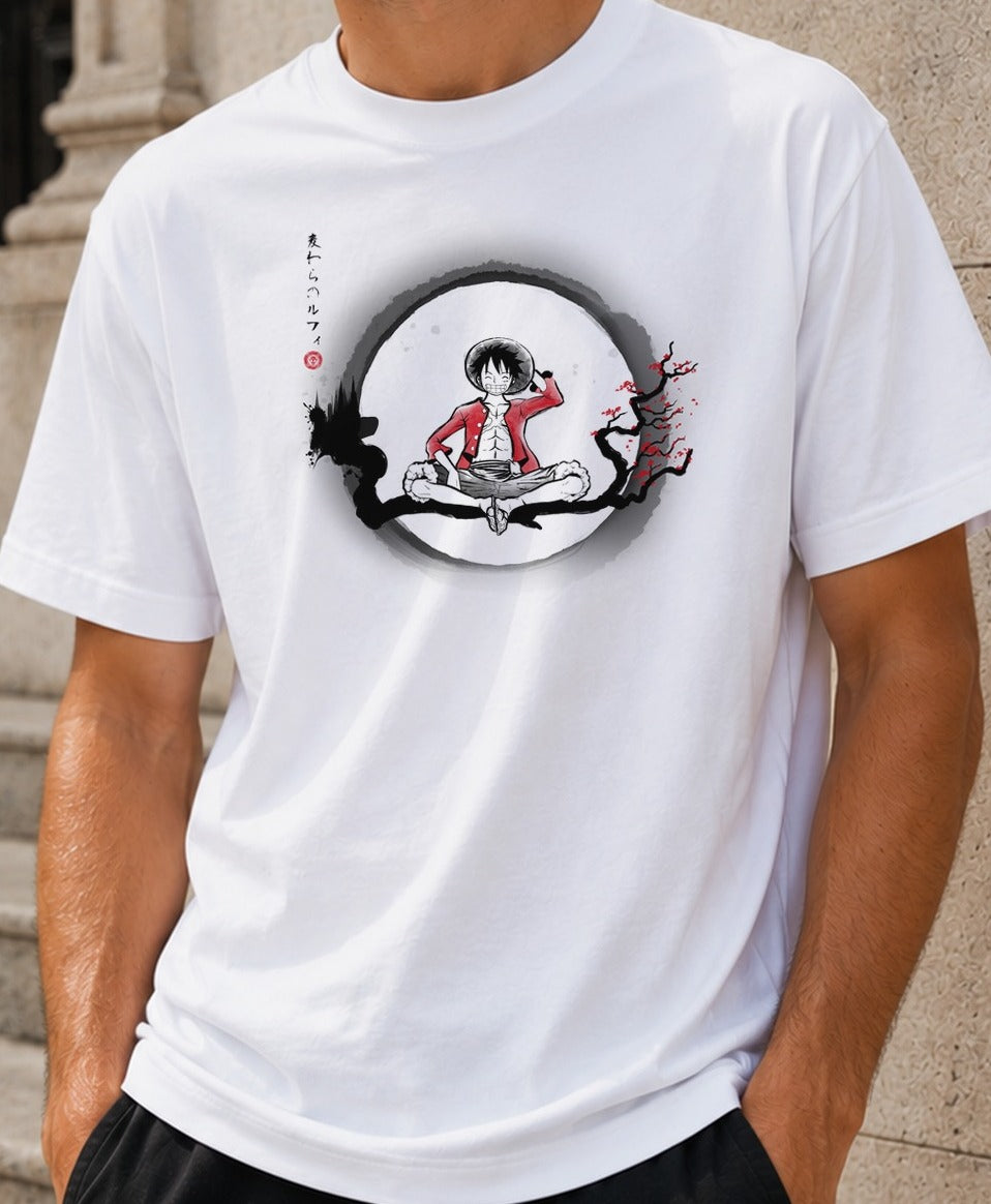 Camiseta Straw Hat Pirate – Luffy de One Piece (blanca)