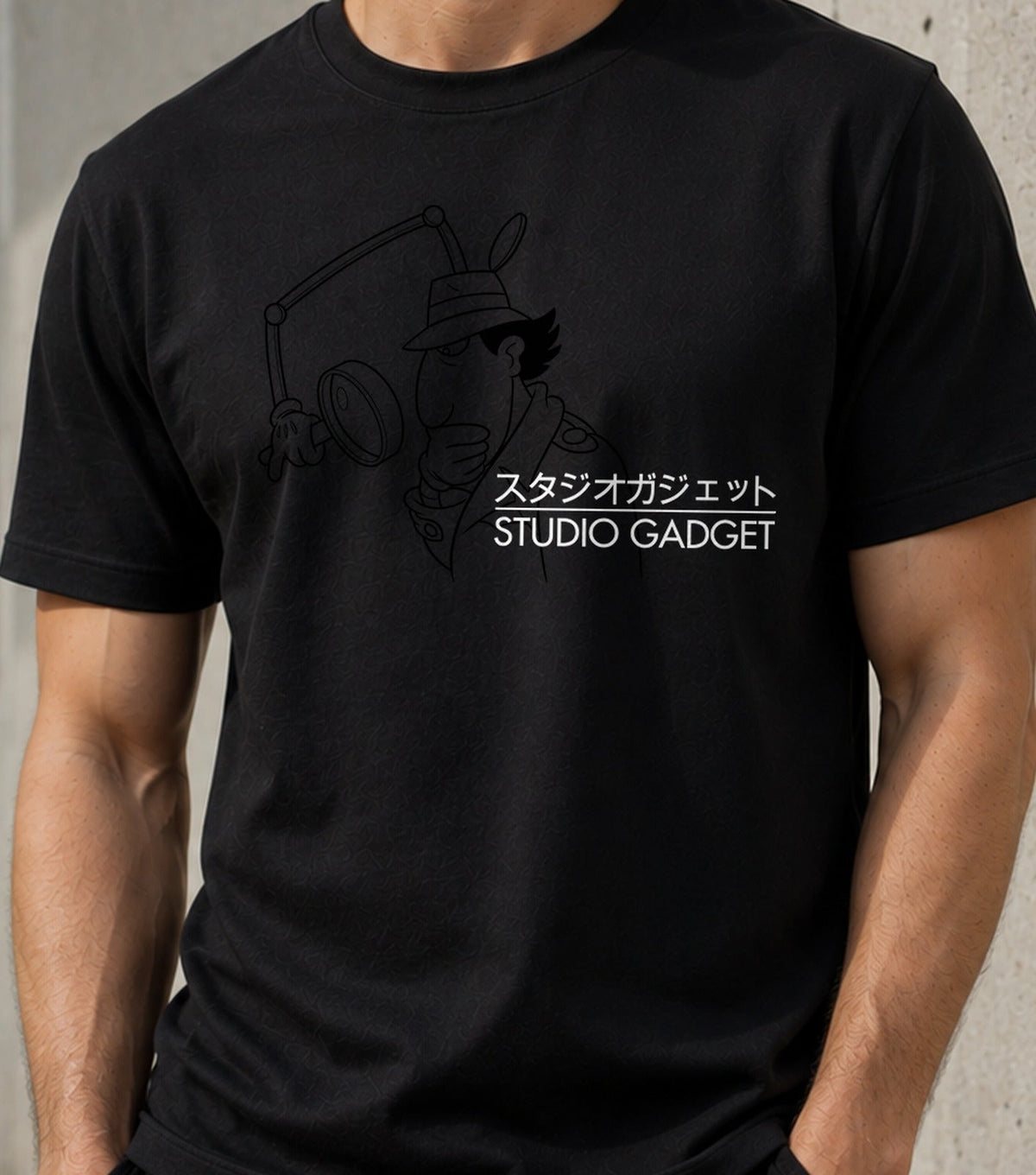 Camiseta Studio Gadget – Detective de Dibujos de los 80 (negra)