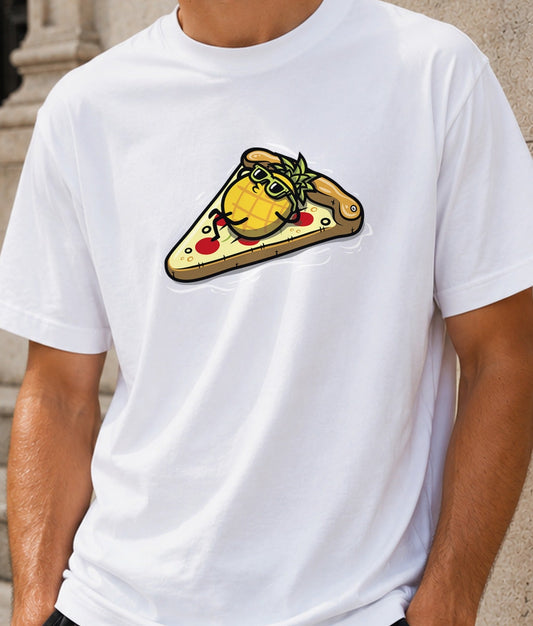 Camiseta Summer Vibes Pineapple – Piña en la Pizza de Verano (blanca)