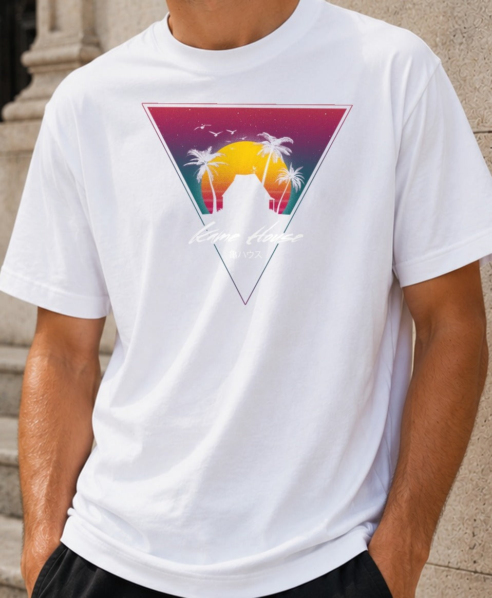 Camiseta Sunset Kame House – Dragon Ball (blanca)
