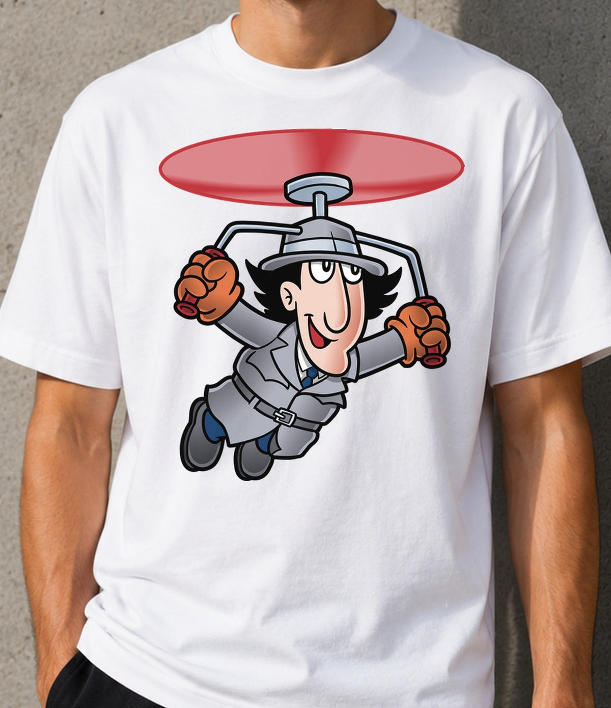 Camiseta Super Inspector – Detective Volador de Dibujos Retro (blanca)