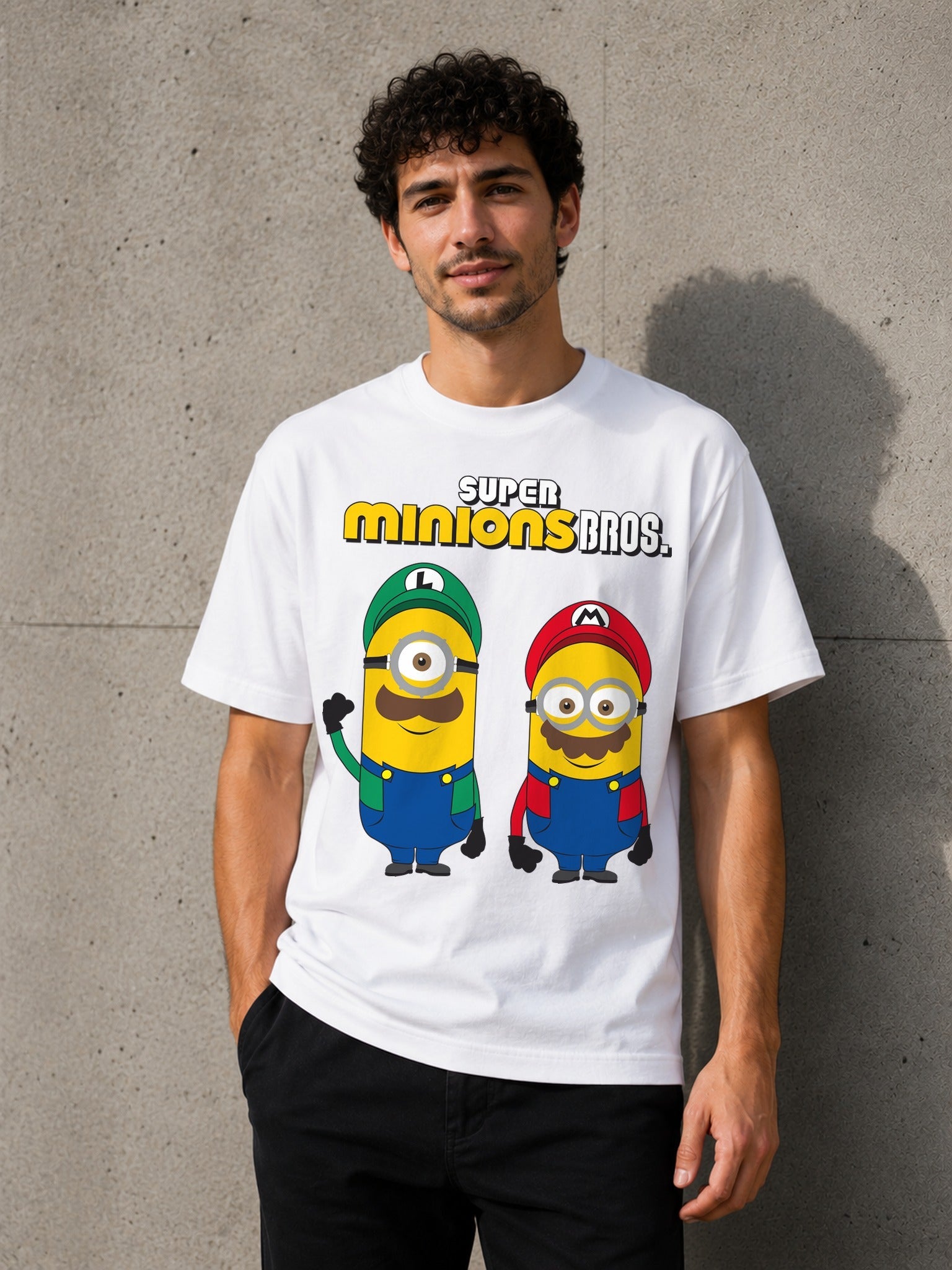 Camiseta con el diseño Super Minions Bros – Parodia Mario y Luigi, de Paranoia Records
