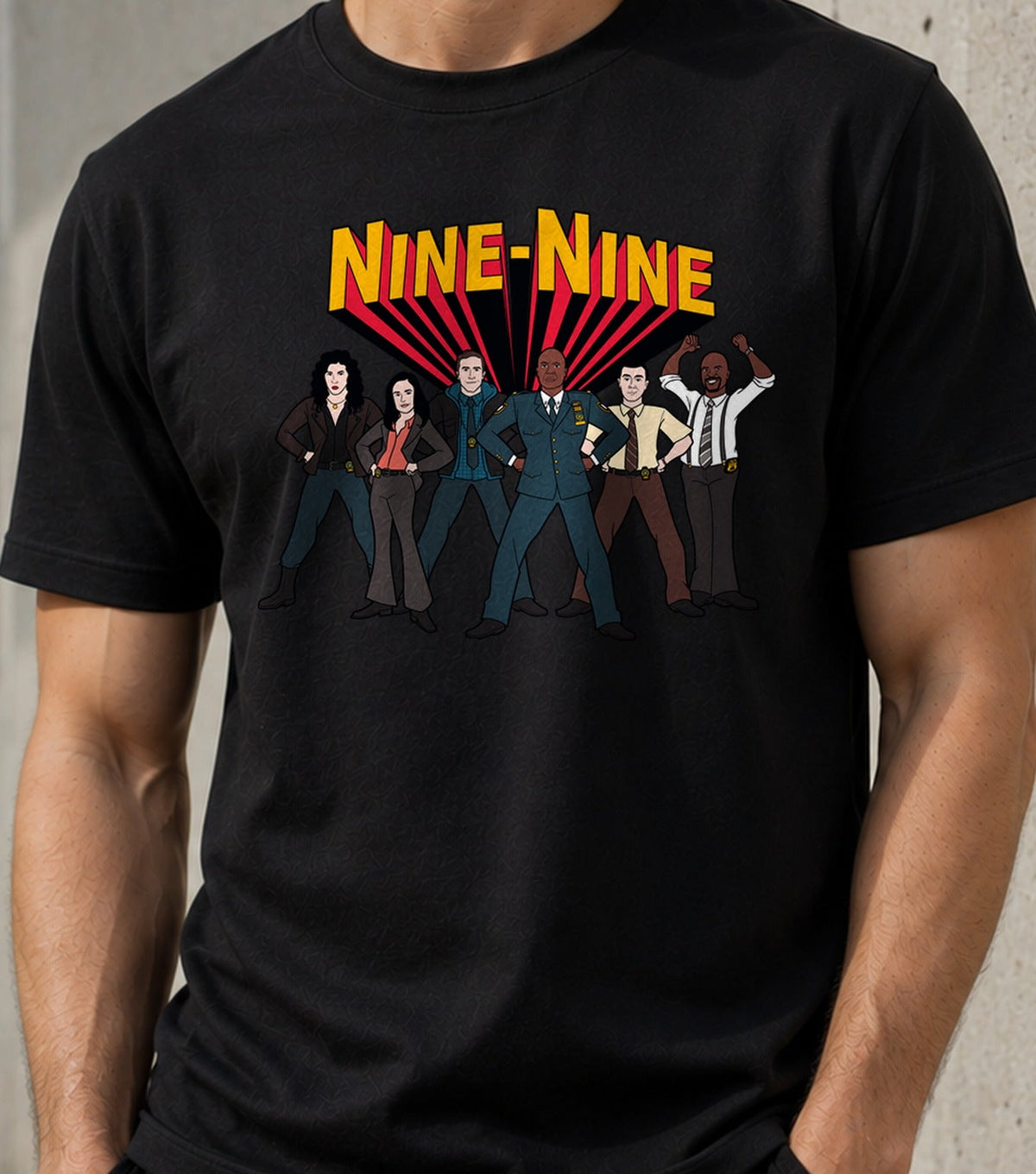 Camiseta Super Nine-Nine – Comedia Policial en Serie (negra)