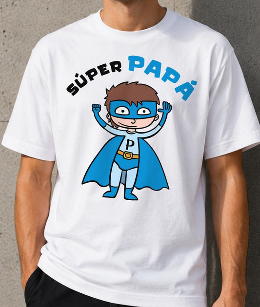Camiseta Súper Papá – Regalo Día del Padre (blanca)