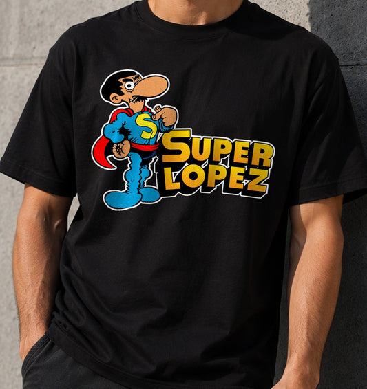 Camiseta Superlopez – Cómic Español (negra)