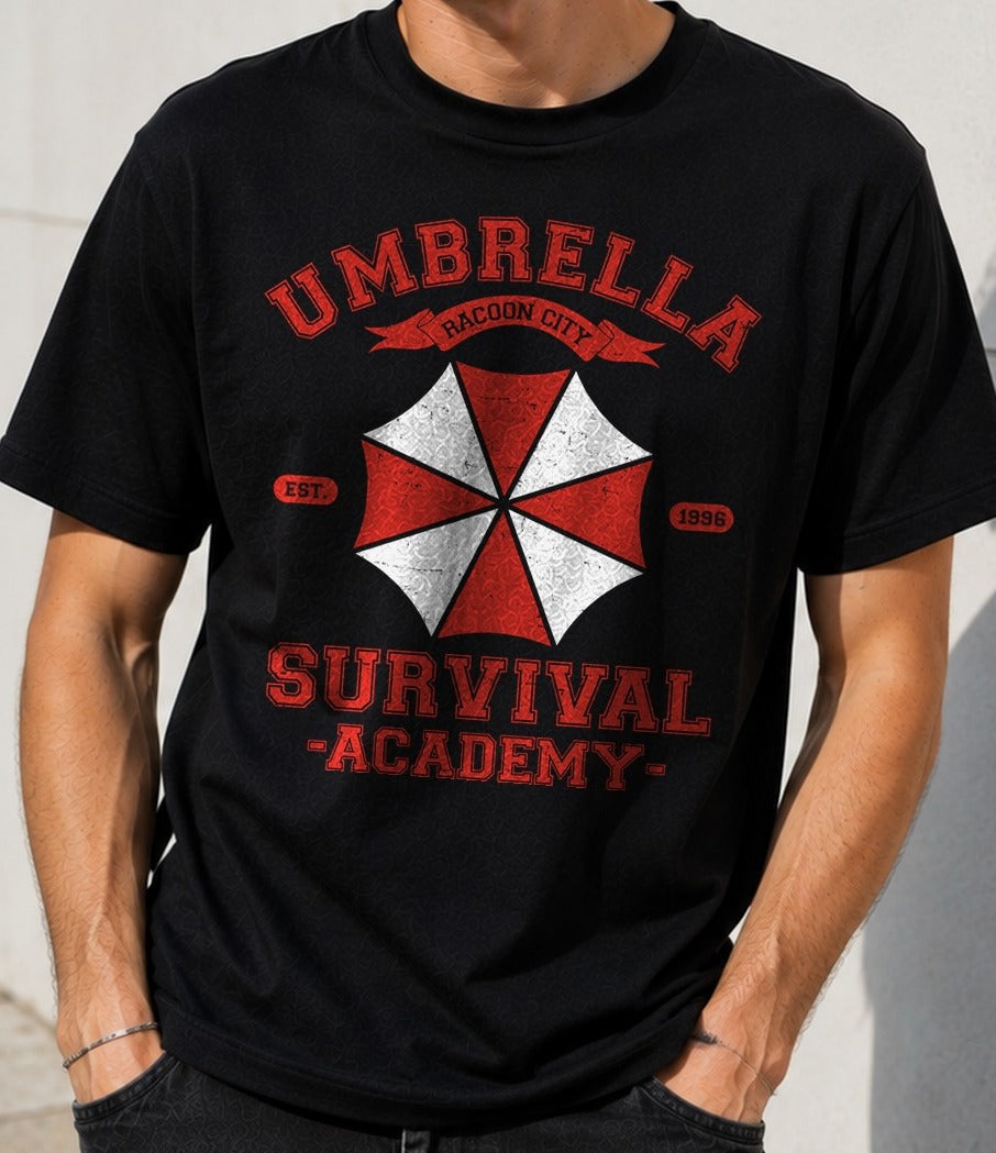 Camiseta Survival Academy – Resident Evil (negra)