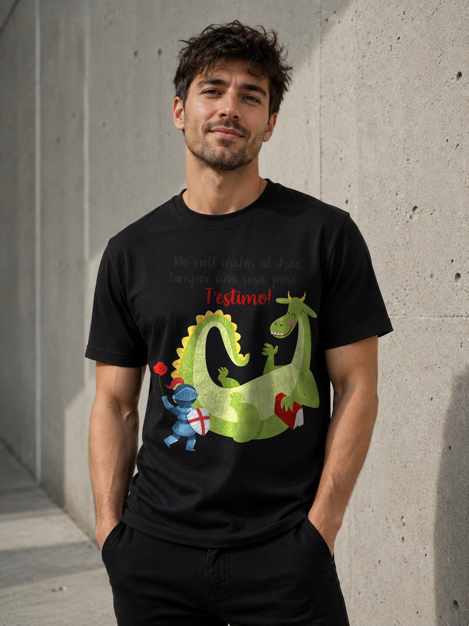 Camiseta con el diseño T'estimo per Sant Jordi – Regalo para Sant Jordi, de Paranoia Records