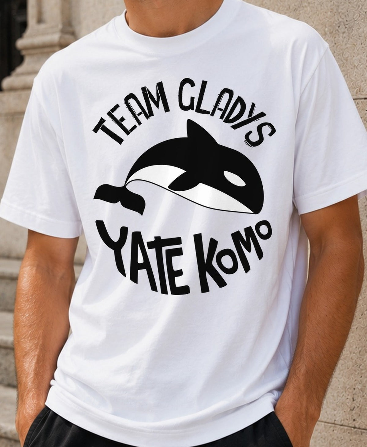 Camiseta Team Gladys – Orcas Hundiendo Yates (blanca)