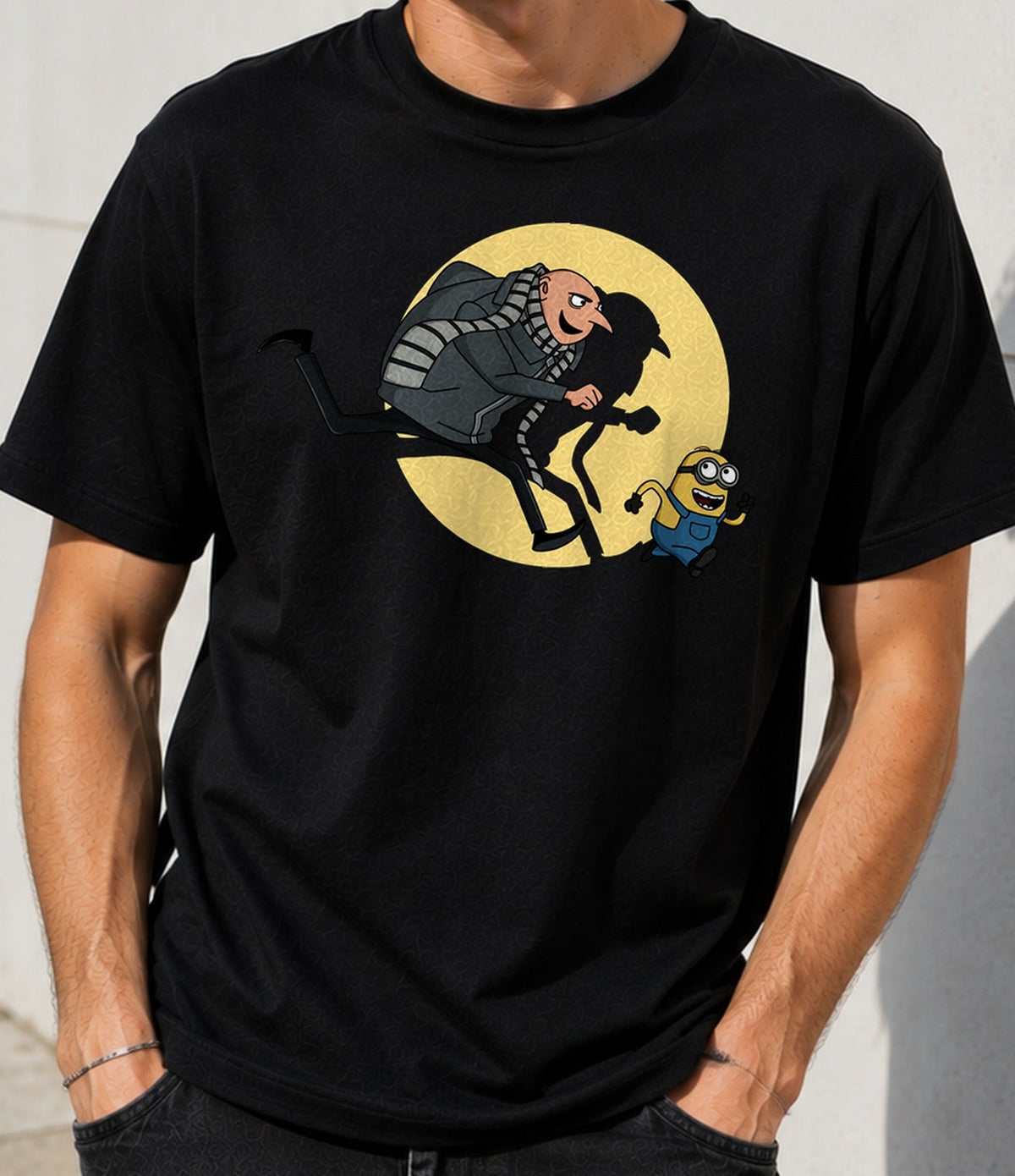 Camiseta The Adventures of Gru – Villano Animado y su Secuaz Amarillo (negra)