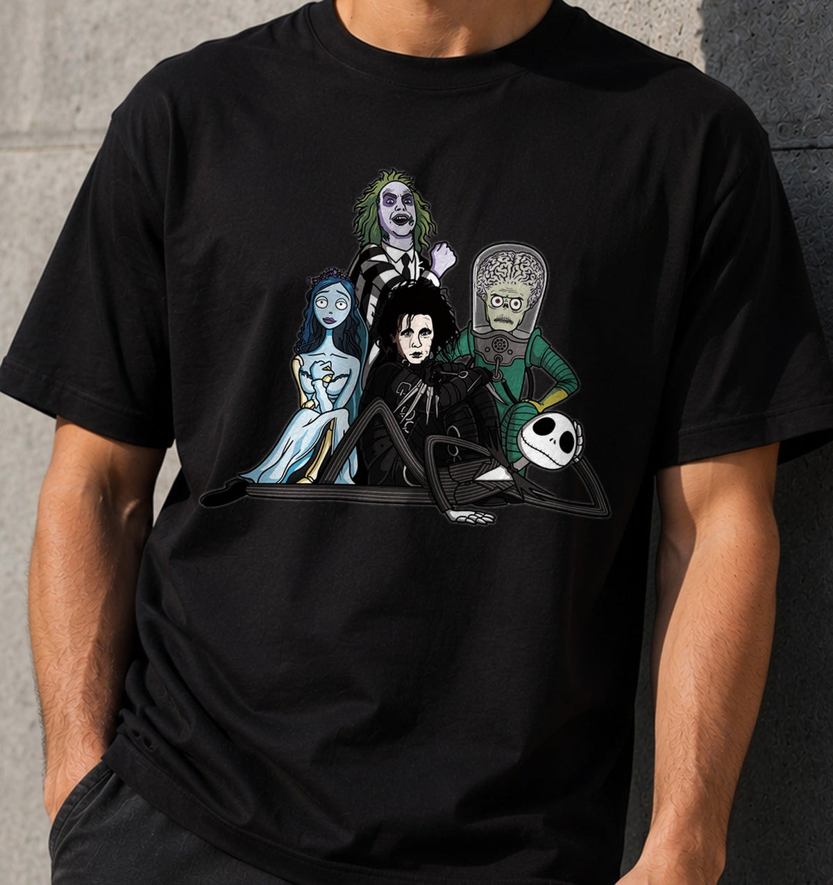 Camiseta The Burton Club – Personajes Góticos de Cine (negra)