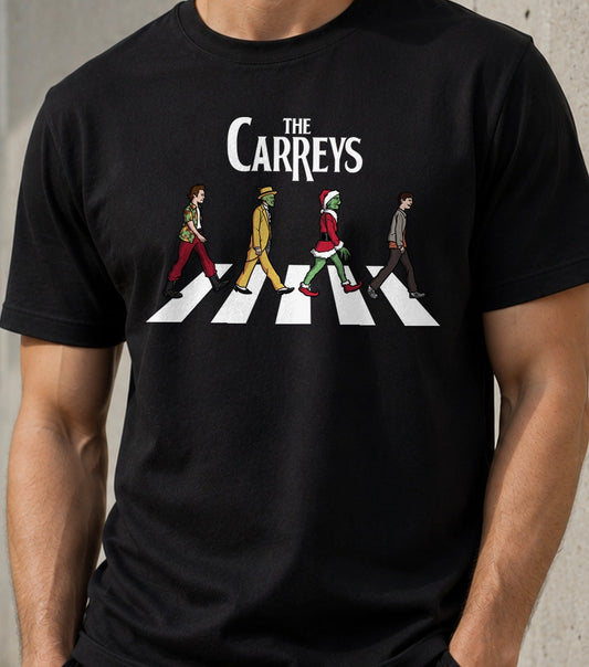 Camiseta The Carreys – Parodia de Portada de Rock (negra)