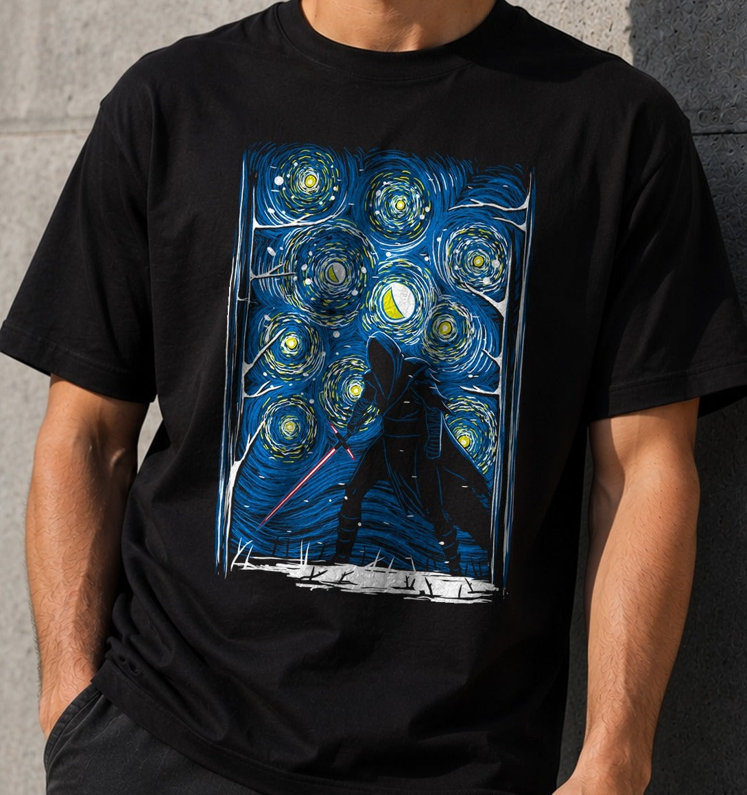 Camiseta The Dark Side Awakens – Star Wars estilo Van Gogh (negra)
