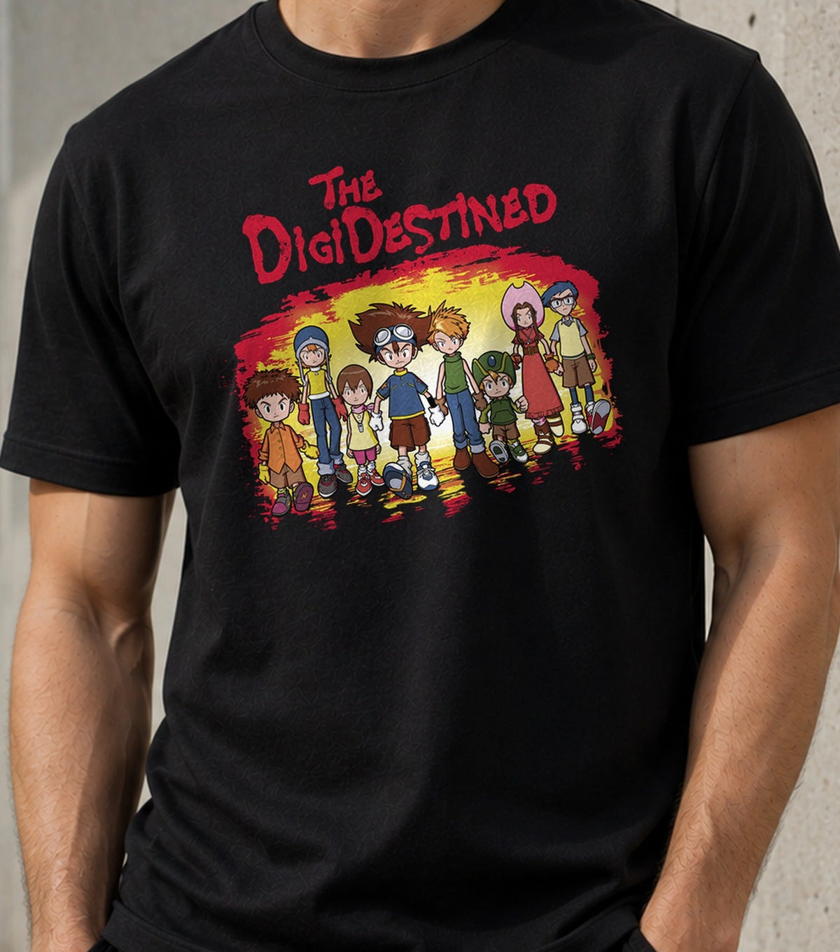 Camiseta The DigiDestined – Niños Elegidos Anime 90 (negra)