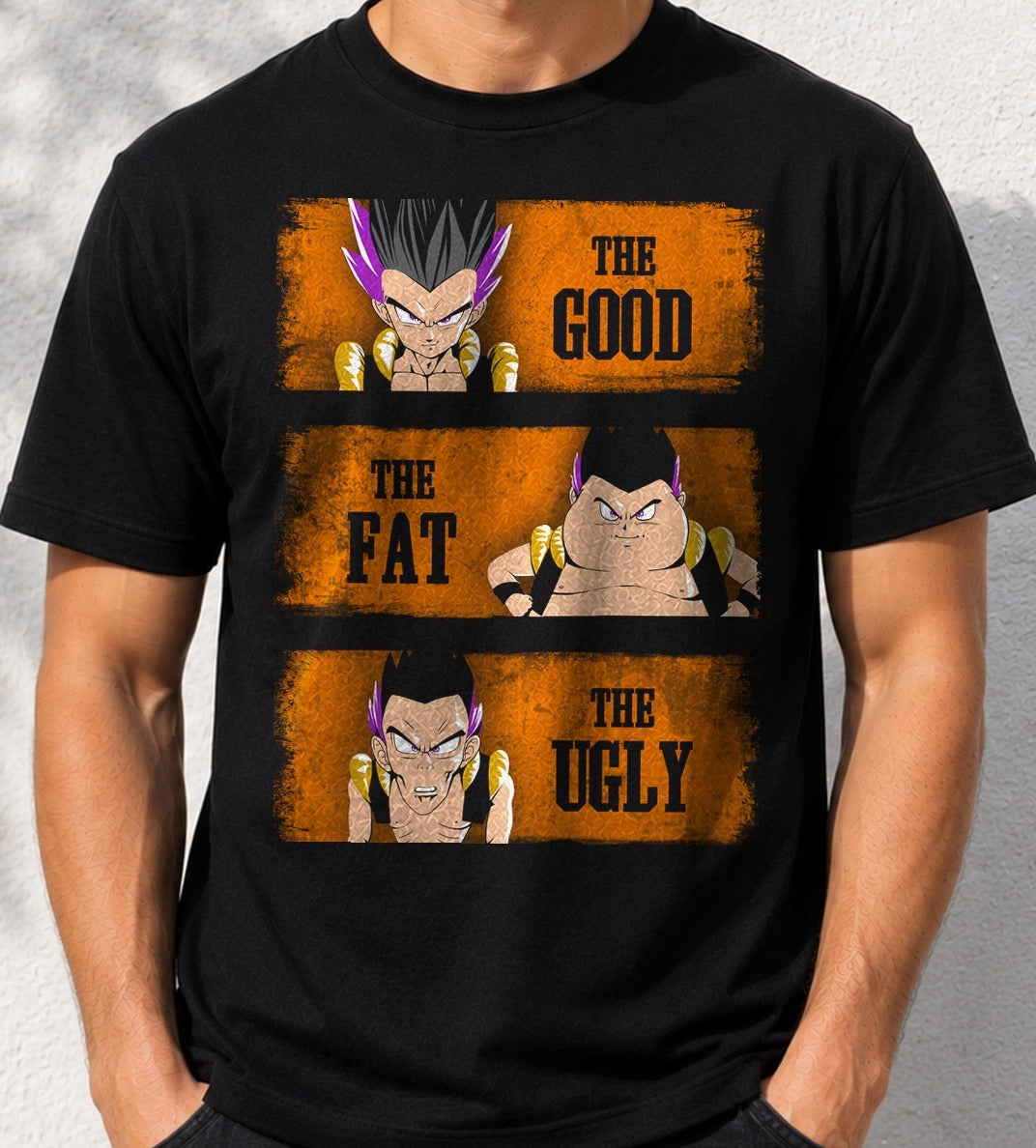 Camiseta The good the fat and the ugly – Gotenks de Dragon Ball (negra)