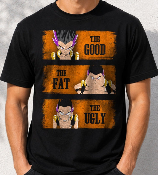Camiseta The good the fat and the ugly – Gotenks de Dragon Ball (negra)