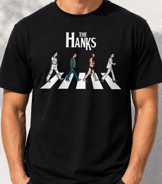 Camiseta The Hanks – Parodia de Cine y Portada de Disco (negra)