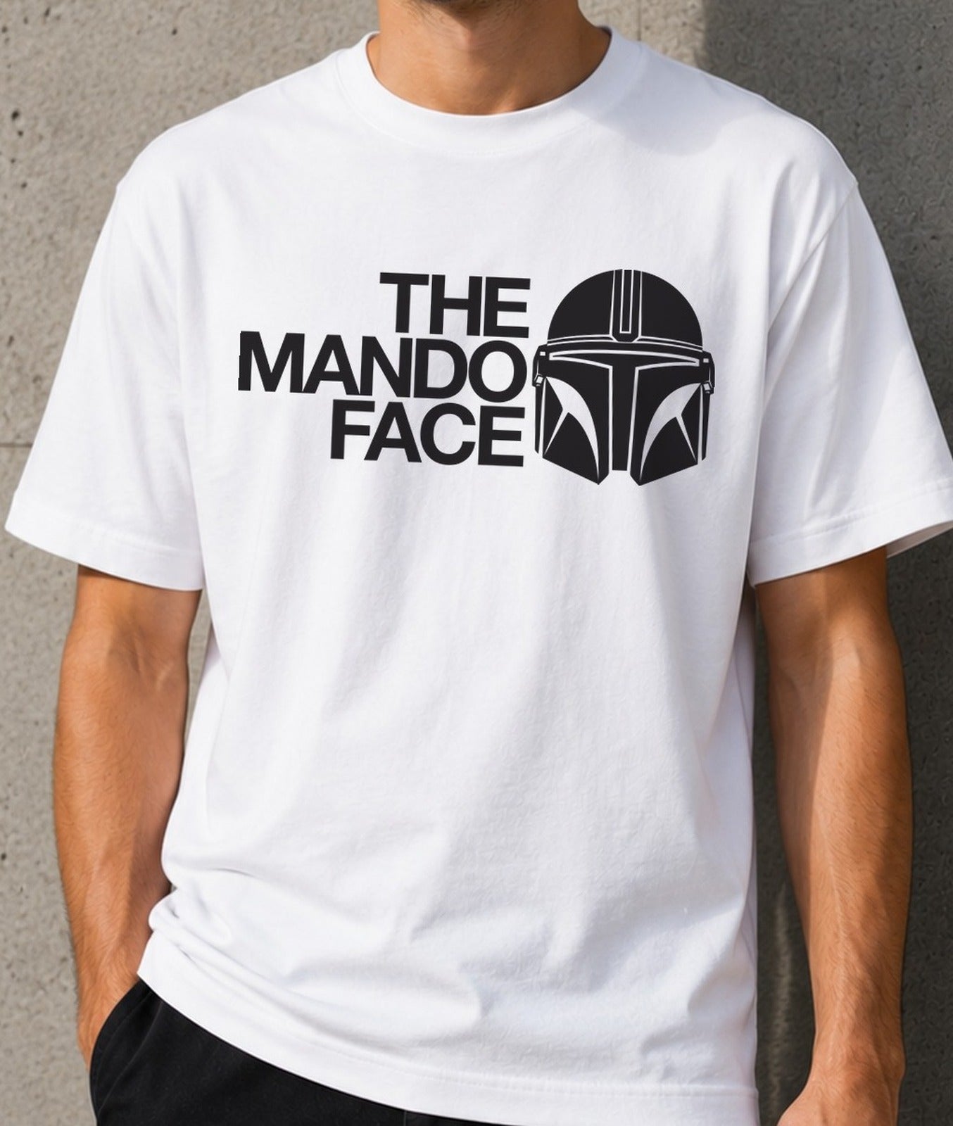 Camiseta The Mando Face – The Mandalorian de Star Wars (blanca)