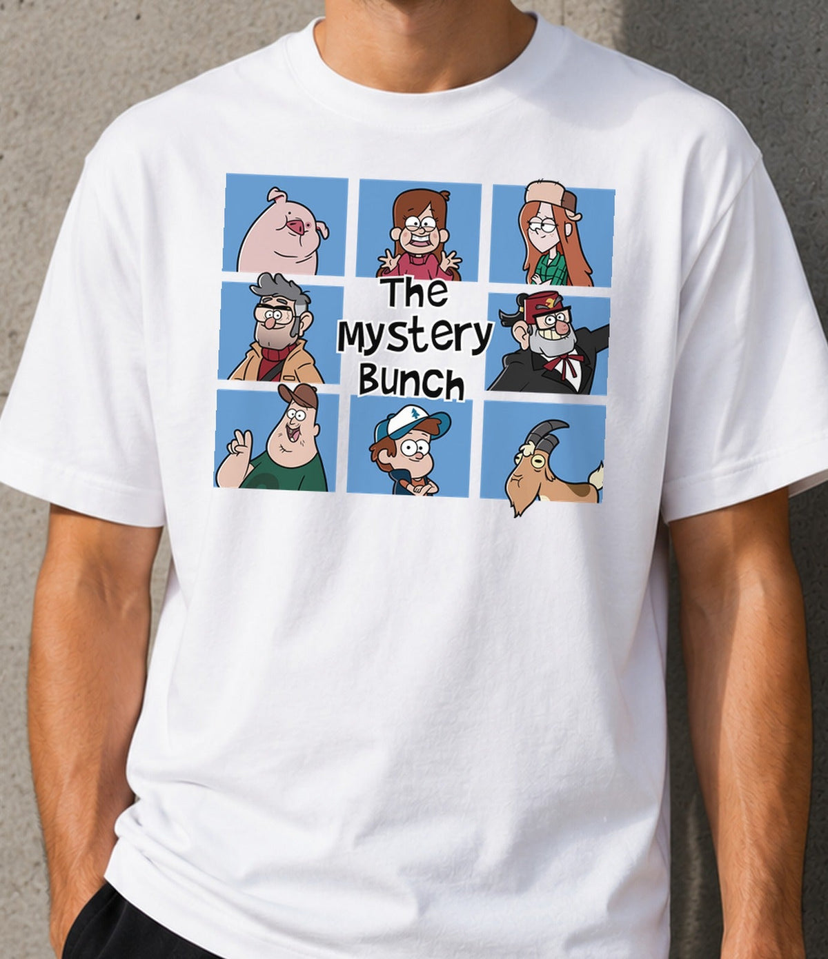 Camiseta The Mystery Bunch – Verano en el Pueblo con Misterios (blanca)