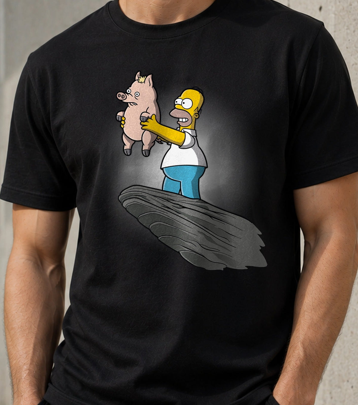 Camiseta The Pig King – Parodia Animada de Padre y Cerdo (negra)