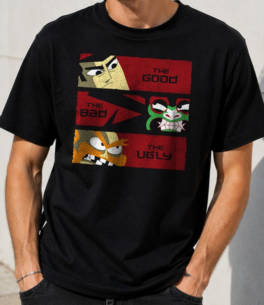 Camiseta The Samurai the Demon and the Scotsman – Samurai Jack (negra)