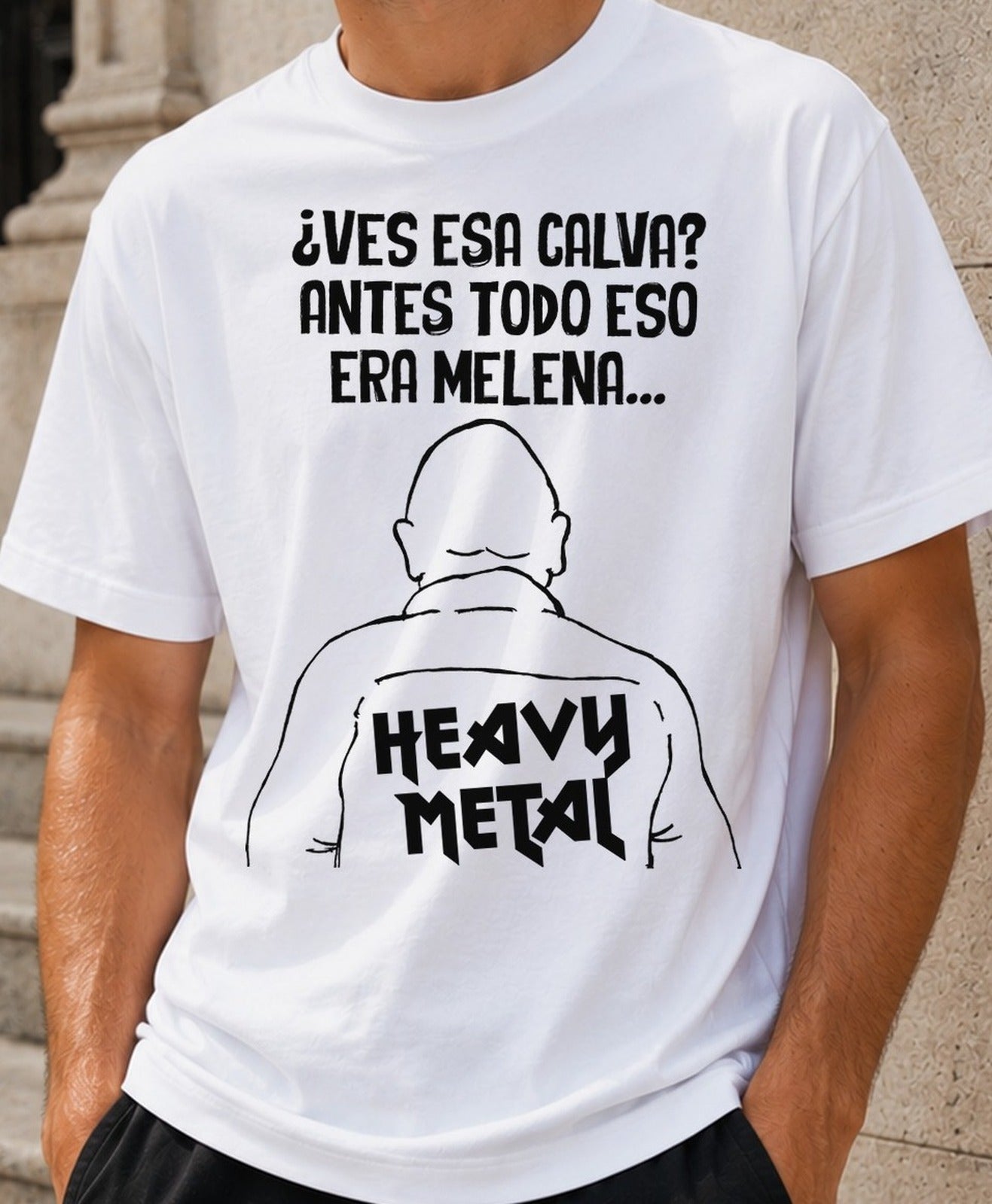 Camiseta Todo eso era Melena HM – Regalo para rockeros (blanca)