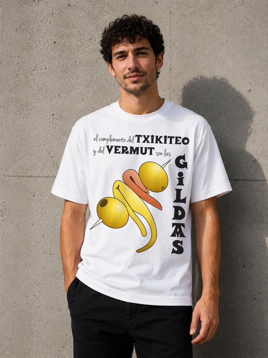 Camiseta con el diseño Txikiteo con Gildas – Regalo para amantes del vermut, de Paranoia Records